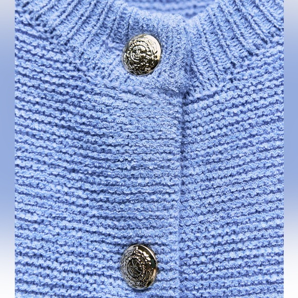 Blue knit sweater dress with buttons - Picture 6 of 7